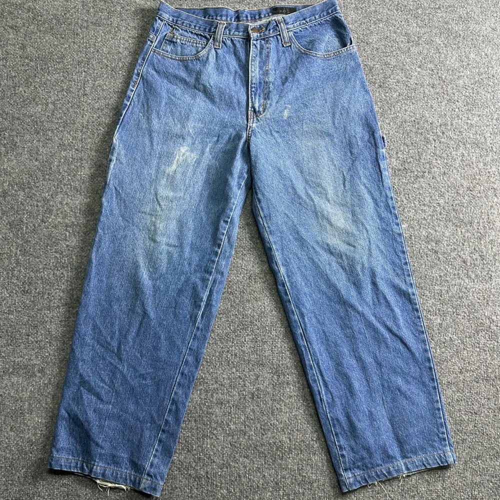 Nautica Carpenter Jeans Mens Size 34 Blue Relaxed Straight Leg Logo Tape Utility - Picture 2 of 9